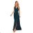362-2 JUSTINE Langes Kleid mit Ausschnitt und Krawatte - grün