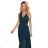 362-2 JUSTINE Langes Kleid mit Ausschnitt und Krawatte - grün