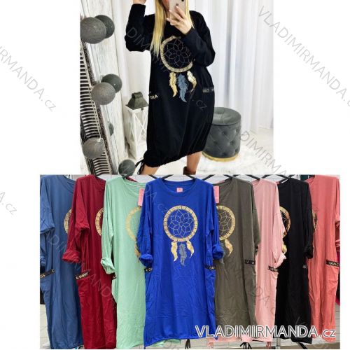 Damen Langarm Hoodie Kleid (S / M ONE SIZE) ITALIAN FASHION IMWA216095