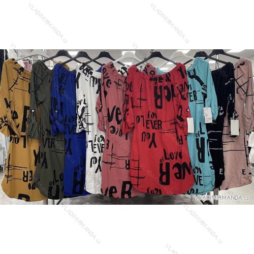 Kleid mit 3/4 Ärmeltasche für Damen (uni sl) ITALIAN Fashion IMWD20527