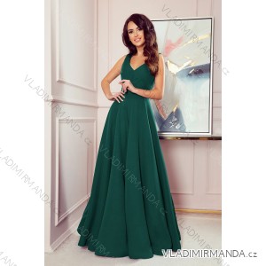 246-4 CINDY langes Kleid mit Ausschnitt - grün