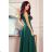 246-4 CINDY langes Kleid mit Ausschnitt - grün