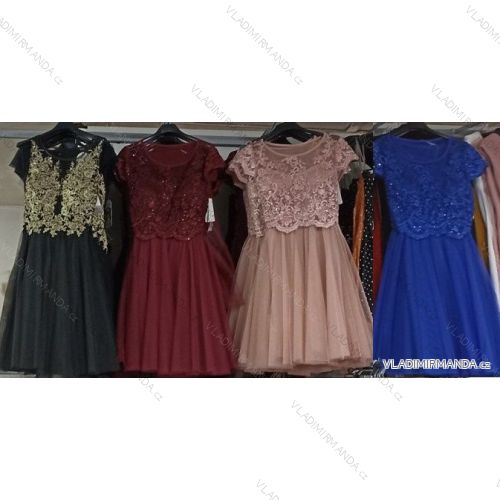 Šaty elegantní plesové bez rukávu krajka dámské (uni s/m) ITALSKá MóDA IM919828/DR