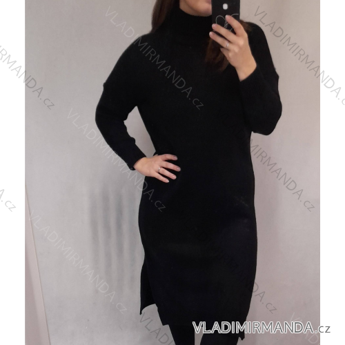 Šaty teplé dlouhý rukáv dámská (L/XL ONE SIZE) ITALSKá MóDA IM4212508 schwarz L/XL one size