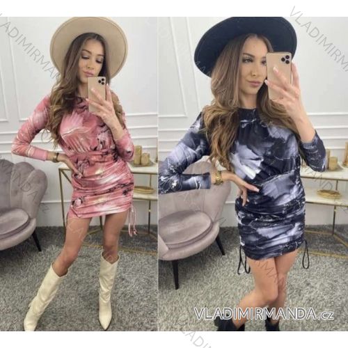 Šaty mikinové s kapucí dlouhý rukáv dámské (S/M ONE SIZE) ITALSKÁ MÓDA IMWA22015