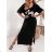 Damen Langes Sommer-Baumwoll-Kurzarm-Kleid (S / M ONE SIZE) ITALIAN FASHION IMWA216116