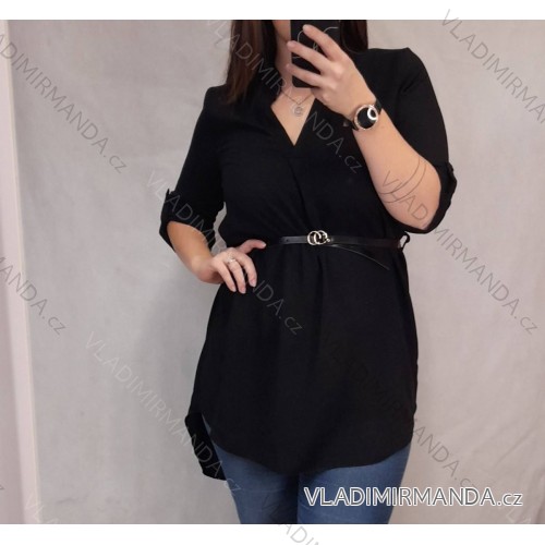 Sommer langärmliges geblümtes Kleid (uni s / m) ITALIAN FASHION IMM200166 schwarz L/XL one size
