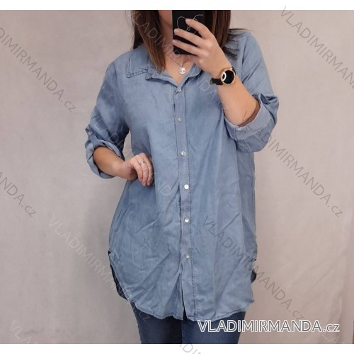 T-Shirt Kurzarm Frauen (UNI S / L) ITALIENISCHE MODE IM821SCARLET Blaulicht 2XL/3XL