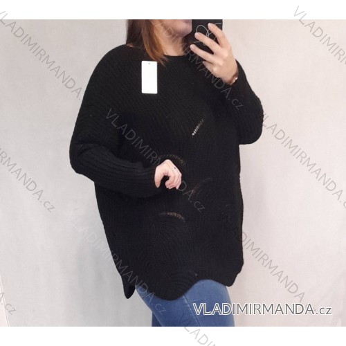Damen Langarm Pullover (S / M / L Einheitsgröße) ITALIAN FASHION IMWA214327 schwarz XL / 3XL