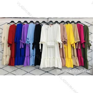 Kleid mit 3/4 Ärmeltasche für Damen (uni sl) ITALIAN Fashion IMWD20527
