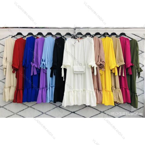 Kleid mit 3/4 Ärmeltasche für Damen (uni sl) ITALIAN Fashion IMWD20527