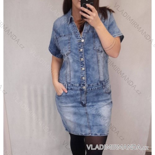 Denim Kurzarm Kleid Damen (s-xl) GOURD MA120GD6047-J 3XL blau