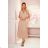 315-5 EMILY Faltenkleid mit Rüschen und Ausschnitt - beige