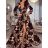 Sommerkleid Langarm geblümte Damen (UNI S / L) ITALIAN FASHION IMK20150