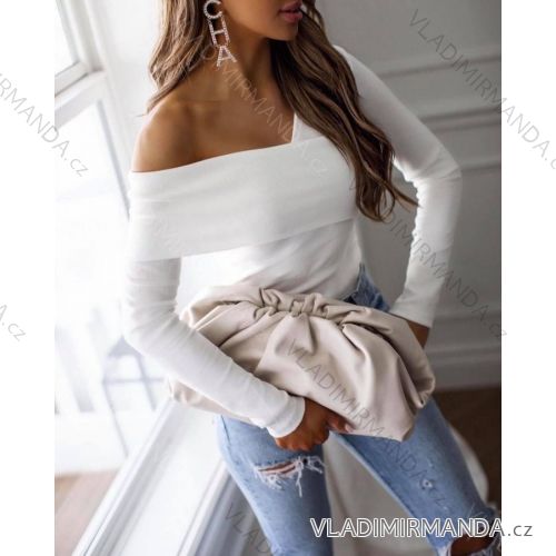 T-Shirt elegante Langarm Frauen (S / M ONE SIZE) ITALIENISCHE MODE IMWK21008