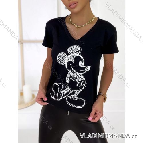 T-Shirt Kurzarm Frauen (S / M ONE SIZE) ITALIENISCHE MODE IMWK21002