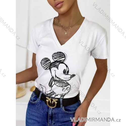 T-Shirt Kurzarm Frauen (S / M ONE SIZE) ITALIENISCHE MODE IMWK21002