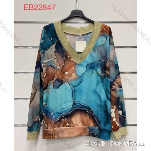 T-Shirt elegante Langarm Frauen (S / M ONE SIZE) ITALIENISCHE MODE IMWK21008