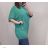 Tunika verlängertes Kleid Mini Kurzarm Damen OVERSIZE (UNI M / 2XL) ITALIENISCHE MODE IM720052 L / XL grün
