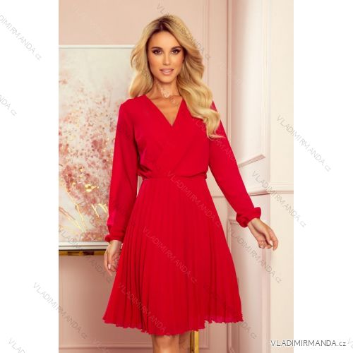 Klassisches warmes Langarmkleid Damen (M / L ONE SIZE) ITALIAN FASHION IM42111803 rot L