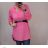 Damen Langarm Tunika Verlängert (L / XL ONE SIZE) ITALIAN FASHION IMD211117 schwarz