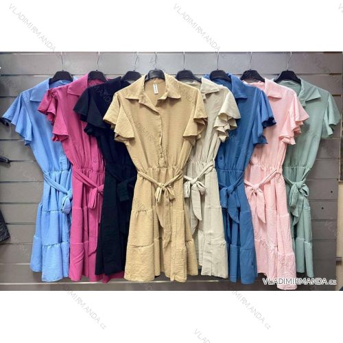 Damen Elegantes langes Hemdkleid Langarm (UNI S / L) ITALIAN FASHION IMWG21063