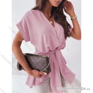 Gekreuzte Bluse Tunika mit kurzen Ärmeln für Damen (M / L ONE SIZE) ITALIAN FASHION IMD22038