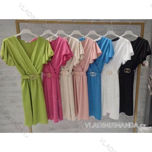 Kleid mit 3/4 Ärmeltasche für Damen (uni sl) ITALIAN Fashion IMWD20527