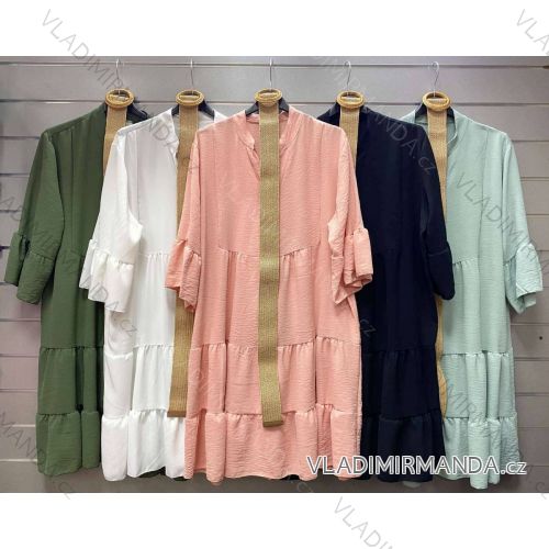 Kleid mit 3/4 Ärmeltasche für Damen (uni sl) ITALIAN Fashion IMWD20527