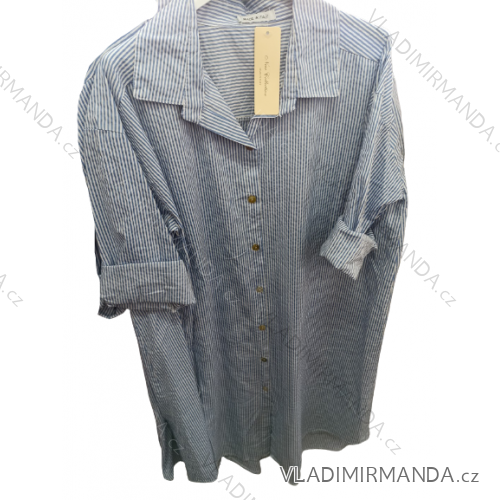 Hemdkleid 3/4 Ärmel Damen Oversized (XL / 2XL ONE SIZE) ITALIAN FASHION IM721303