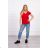 Rote Bluse mit V-Ausschnitt