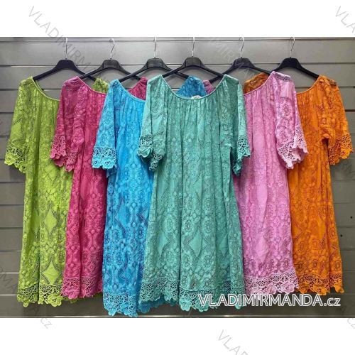 Damen Sommerkleid Carmen aus Spitze Baumwolle (S / M / L ONE SIZE) ITALIAN FASHION IMWG221517