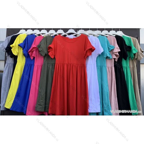 Damen Freizeitkleid Baumwolle Kurzarm Damen (S / M / L ONE SIZE) ITALIAN FASHION IMWM221526