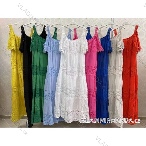 Langes trägerloses Carmen-Spitzenkleid für Damen (Einheitsgröße S / M / L) ITALIAN FASHION IMWK221577
