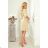 287-15 SOFIA Schmetterlingskleid mit Bindeband in der Taille - beige
