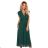 367-1 YANA Midikleid mit plissierten Rüschen und Ausschnitt - grün