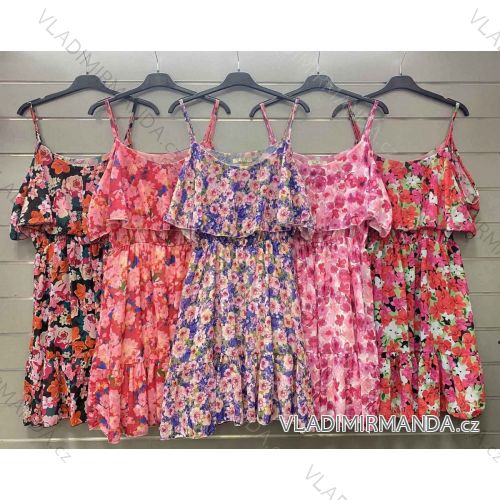 Šaty letní carmen na ramínkách dámské (S/M ONE SIZE) ITALSKÁ MÓDA IMWG221624