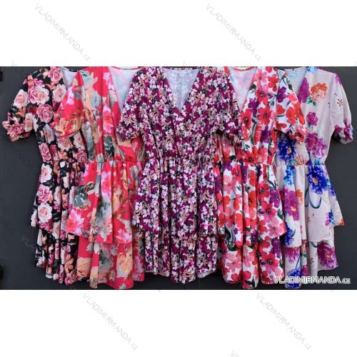 Elegantes Kurzarm-Sommerkleid für Damen (S / M ONE SIZE) ITALIAN FASHION IMWM221641