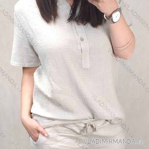 T-Shirt vayage Kurzarm Frauen (uni s / m) ITALIAN FASHIONIM420165 schwarz XL/2XL béžová