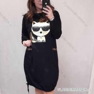 Damen Langarm Hoodie Kleid (S / M ONE SIZE) ITALIAN FASHION IMWA216095