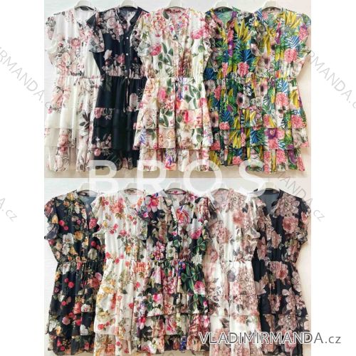 Geblümtes Langarmkleid aus Chiffon für Damen (S / M / L ONE SIZE) ITALIAN FASHION IMWG221531