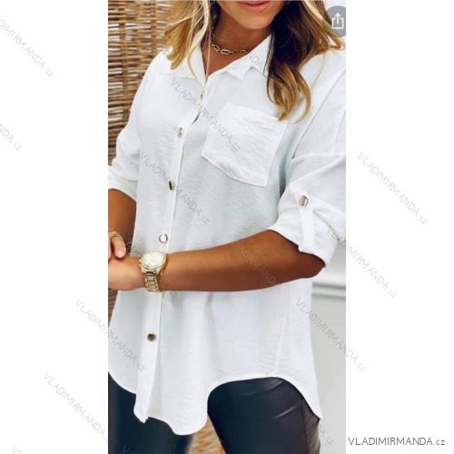 Übergroßes Damen-Langarmshirt aus Baumwolle (S / M ONE SIZE) ITALIAN FASHION IMWM221600