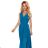 362-4 JUSTINE Langes Kleid mit Ausschnitt und Krawatte - blau