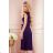 311-12 LILA Plissiertes Kleid mit kurzen Ärmeln - dunkelblau
