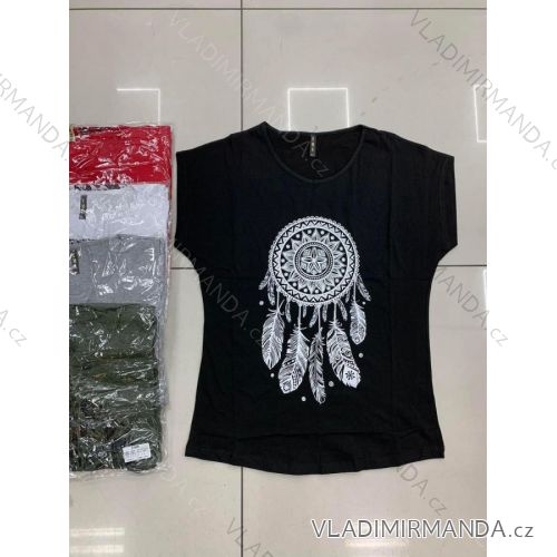 Tričko krátky rukáv dámske nadrozmer (2XL-4XL) TURECKÁ MÓDA TMWG22GYA0175