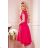 300-6 PATRICIA - Kleid mit längerem Rücken und Spitzenausschnitt - Himbeerfarbe