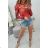 Bodybluse mit rotem Marmormuster