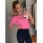T-Shirt mit kurzen Ärmeln dicke Damen (uni sl) ITALIAN Fashion IM5171191 S / M / L Weiß