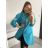 Jacke dünne Leinwand Langarm Damen mit Kapuze und Reißverschluss (Übergröße) ITALIENISCHE MODA IM419698 L / XL eine Größe schwarz