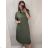 Langes Maxi-Sommer-Casual-Kurzarm-Damenkleid aus Viskose (L/XL/2XL/3XL EINHEITSGRÖSSE) ITALIAN FASHION IMD22382/DR - Fuchsia Pink - 2XL/3XL
